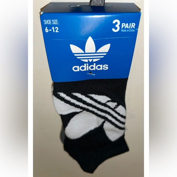 Adidas No Show Socks 3 Pair Men 6-12 Black Gray White Mixed Logo NEW $16 Trefoil - Picture 10 of 10